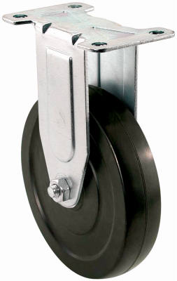 Rigid Plate Caster, Rubber Wheel, 5-In.