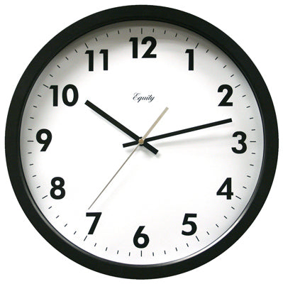 Reloj de pared comercial, negro, 14 pulgadas.