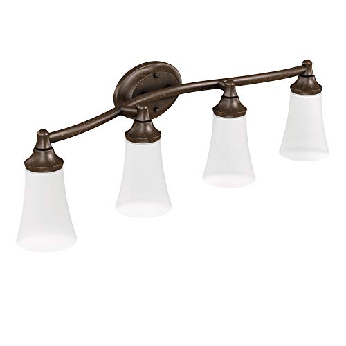 LÁMPARA DE BAÑO DE CUATRO GLOBOS DE BRONCE FROTADO CON ACEITE
