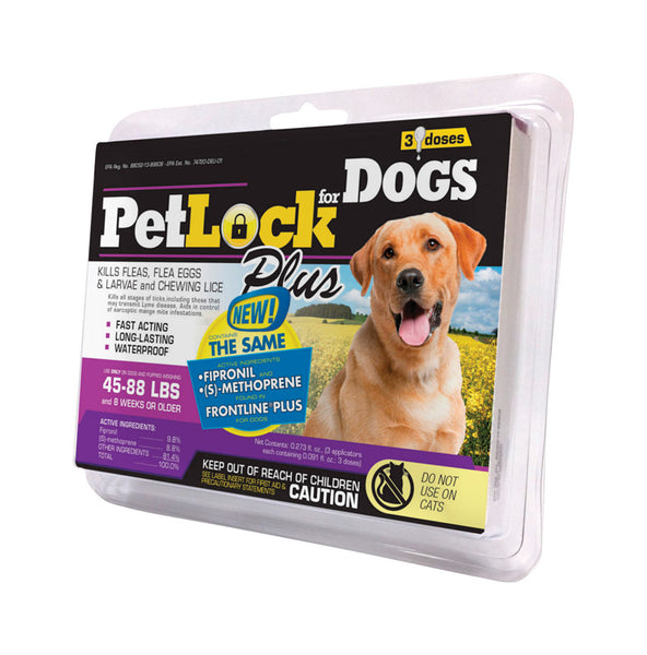PetLock Plus Liquid Dog Flea and Tick Drops Fipronil/(S)-Methoprene 0.135 oz.