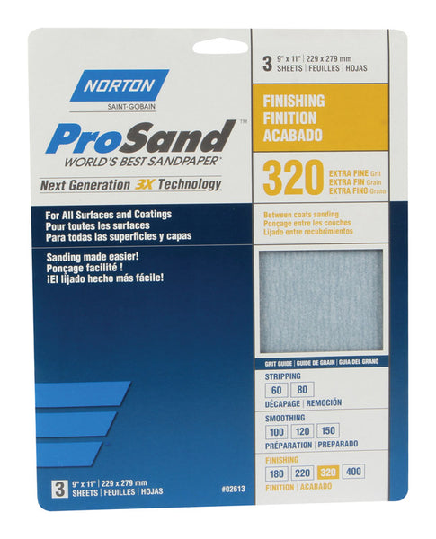 Papel de lija de 9 x 11 pulgadas, 320 g (paquete de 10)