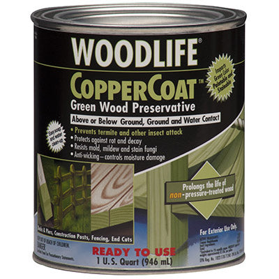 Conservante de madera Coppercoat Green, 1 cuarto de galón.