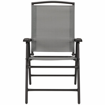 Silla plegable de acero Sunny Isles, con estructura de tela, color grafito