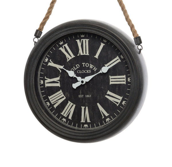 Reloj de vidrio y hierro natural Decoris de 2,36 pulgadas de alto x 11,81 pulgadas de ancho x 11,81 pulgadas de largo con colgador de cuerda