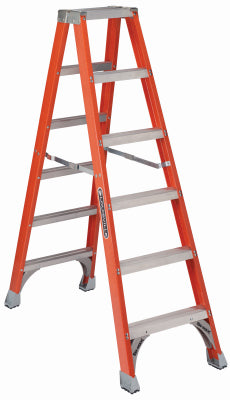 Escalera doble de 6 pies, fibra de vidrio, tipo IA, capacidad de carga de 300 lb
