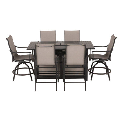 Juego de 6 sillas altas de comedor Manhattan, color gris, con respaldo de aluminio
