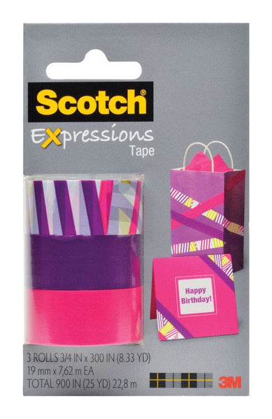 Cinta adhesiva Expressions Magic™ de 3/4" x 300" de Scotch C214-3PK-5, paquete de 3