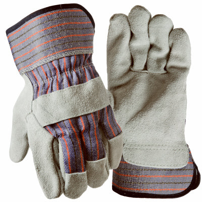 Leather-Palm Work Gloves, Suede Cowhide, Men's L