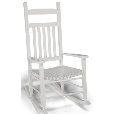 Mecedora de porche, estilo misión, madera, color blanco