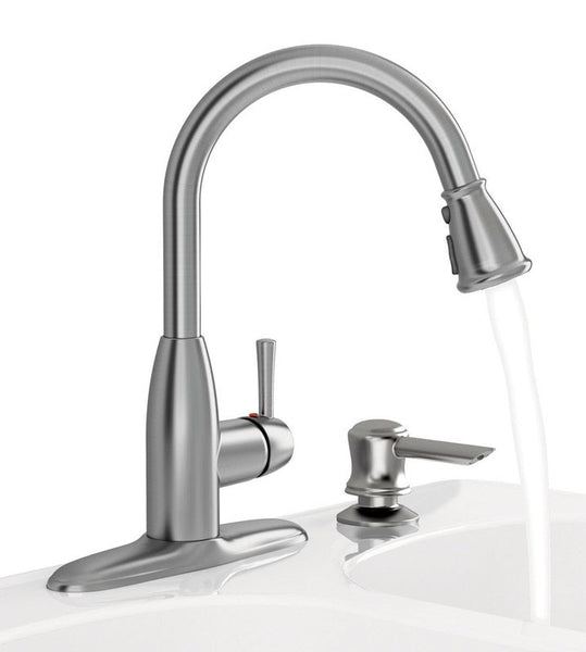 American Standard Mckenzie One Handle Stainless Steel Pull Out Kitchen Faucet Side Sprayer Included
