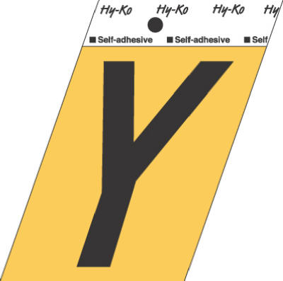 Address Letters, "Y", Black/Gold Aluminum, Adhesive, 3.5-In. (Pack of 10)
