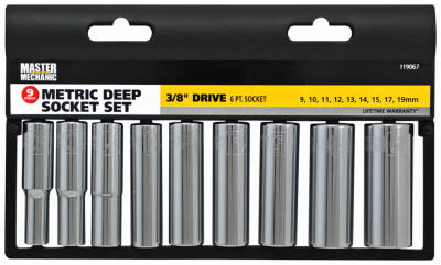 9-Pc.Metric Deep Socket Set, 3/8-In. Drive