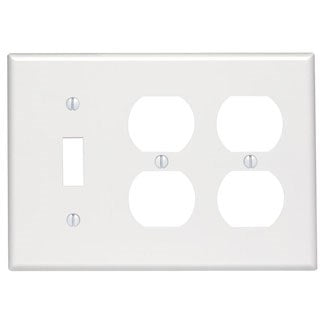 Leviton 001-86047-0 3-Gang Ivory Combo 1-Toggle & 2-Duplex Receptacle Wallplate