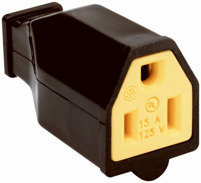 Conector termoplástico de alto impacto para uso residencial, color negro, 15 A