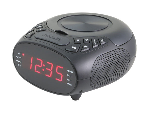 GPX .9 in. Black AM/FM Clock Radio with CD Player Digital Plug-In