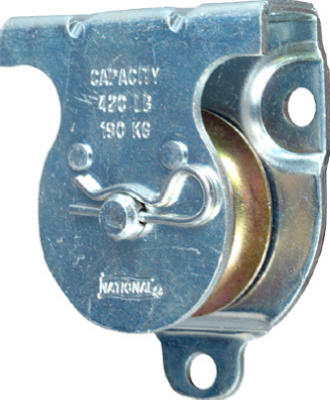 Polea, montaje en pared/techo, zinc, 1-1/2 pulg.