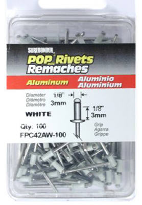 Remaches de aluminio blancos cortos, paquete de 100