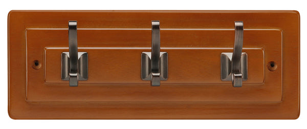 Hickory Hardware C25011-Msrb 12" X 4-1/2" Maple Stain/Refined Bronze Wood 3-Hook Rail