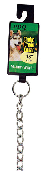 Collar de cadena de estrangulamiento para perros de acero plateado PDQ, tamaño mediano/grande
