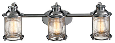 Tocador de 3 luces de la colección Bayfield, cromo y vidrio acanalado