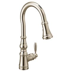 Grifo de cocina de arco alto, extraíble, monomando, de níquel pulido
