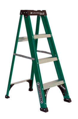 Escalera de 4 pies, fibra de vidrio, tipo II, capacidad de carga media de 225 lb
