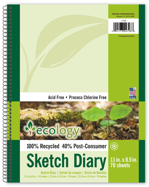 Pacon 4798 11 X 8-1/2 Ecology® Sketch Diary 70 Sheets