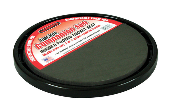 Tapa de asiento tipo cubo acolchada Companion de plástico negro Leaktite de 11 pulgadas de alto x 3 pulgadas de ancho, 5 gal.