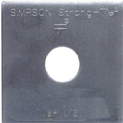 Placa de apoyo, acero de 3/16 pulg., 2 x 2 pulg., diámetro de perno de 1/2 pulg. (paquete de 100)