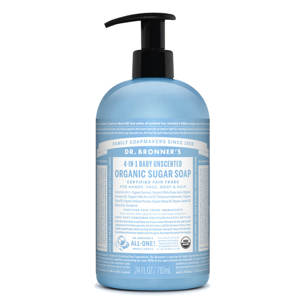 Dr. Bronner's Organic Baby Unscented Scent Sugar Soap 24 oz. (Pack of 12)