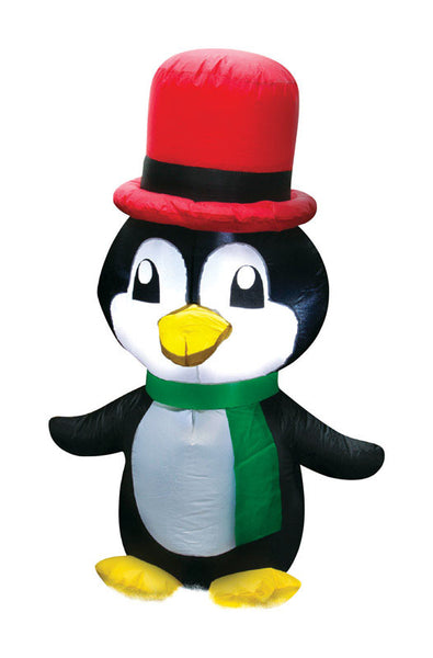 Ocasiones Pingüino con sombrero inflable navideño de poliéster multicolor, 1 paquete