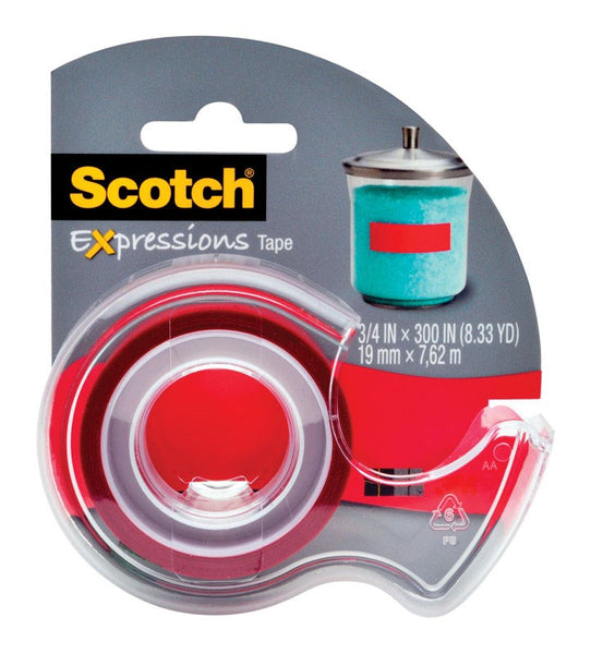 Cinta adhesiva Scotch® Expressions roja de 3/4" x 300" con dispensador C214REDDESF