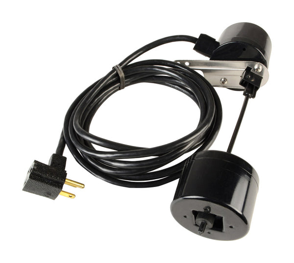 Enchufe de derivación con interruptor de flotador vertical Piggyback Eco-Flo, cable de 10 pies para bomba de impermeabilización