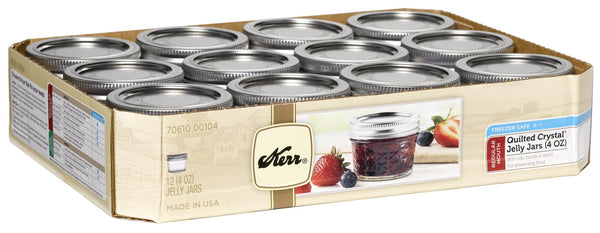 Kerr 7061000104 4 Oz Quilted Crystal® Regular Mouth Jelly Jars 12 Count