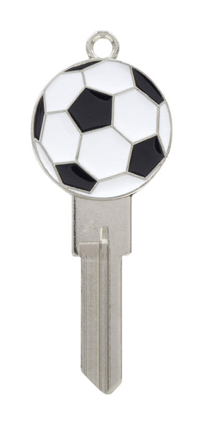 Llave en blanco universal con cabeza de balón de fútbol 3D de Hillman para casa u oficina (paquete de 4).