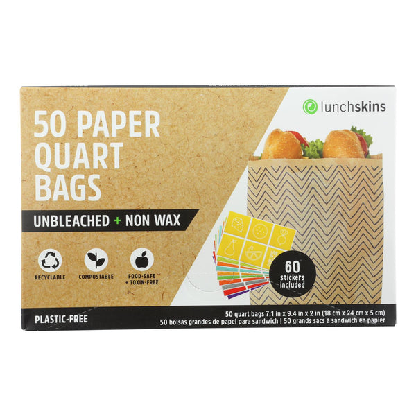 Lunchskins - Paper Bag Quart Cheveron - Case of 12 - 50 CT (Pack of 12)