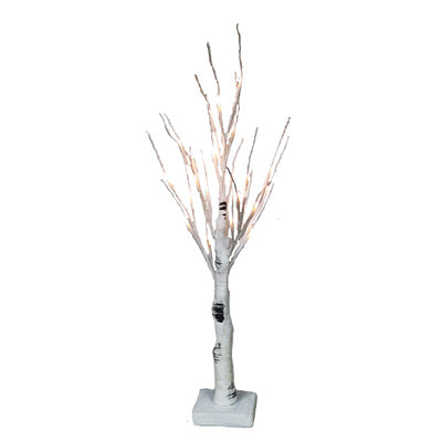 Faux Twig Tree, Snowy Birch, 24 Warm White LED Lights,2-Ft.