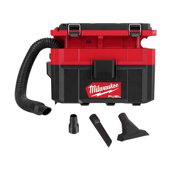 Aspiradora en seco y húmedo inalámbrica Milwaukee M18 Fuel PACKOUT de 2,5 galones y 18 V, color negro y rojo