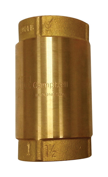 Campbell 1-1/4 in. D X 1-1/4 in. D Yellow Brass Spring Loaded Check Valve