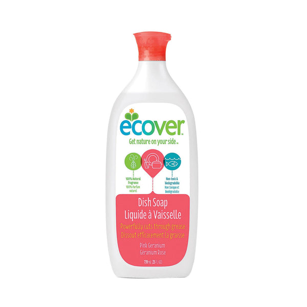 Jabón líquido para platos Ecover, geranio rosado, caja de 6, 25 onzas líquidas (paquete de 6)