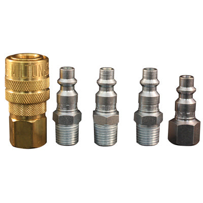 Kit de acoplador y tapón, estilo M, 1/4 pulg. NPT, 5 piezas.