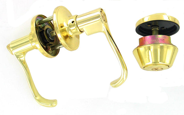 Dexter by Schlage JC60VTOR605 Bright Brass Torino Keyed Entry Lever & Deadbolt Combo