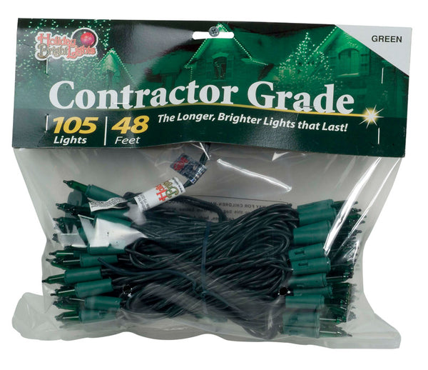 Holiday Bright Lights Contractor Incandescent Light Set Green 48 ft. 105 lights