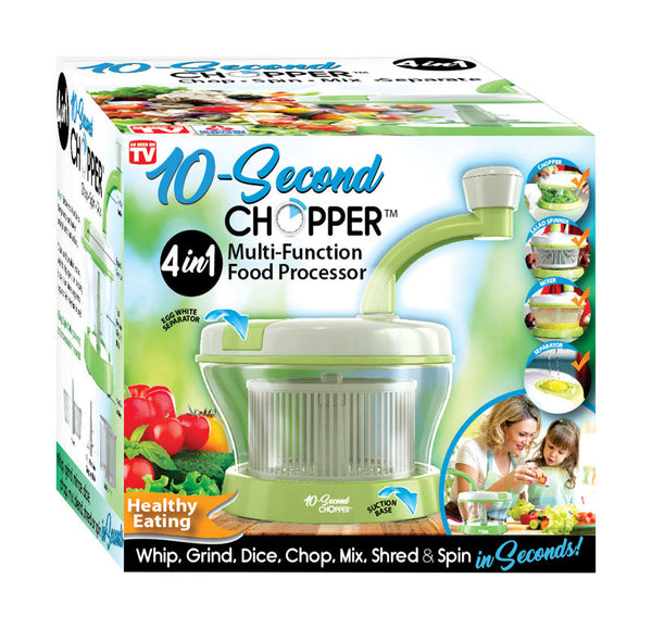 10 Second Chopper As Seen On TV Clear/Green 1 qt. 1 speed Hand Food Mixer