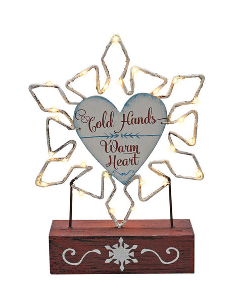 Dyno Lighted Snowflake Cold Hands Warm Heart Christmas Decoration Multicolored Iron 1 pk (Pack of 4)