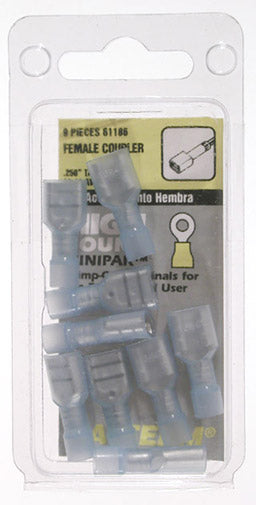 Calterm 61186 16-14 Awg Blue Fully Insulated Female Disconnects 9 Count