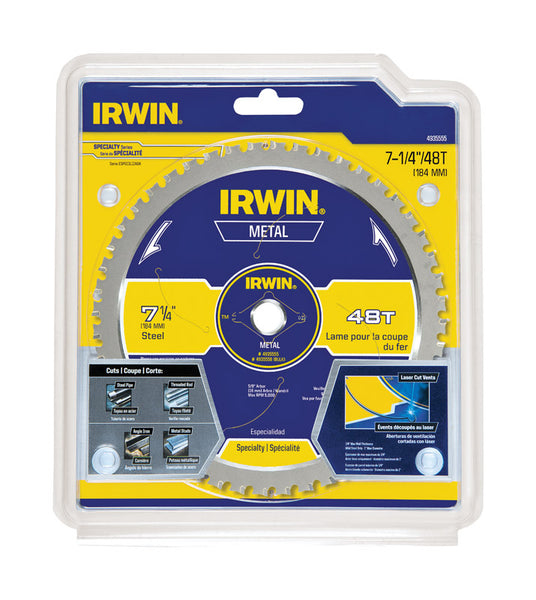 Irwin Marathon 7-1/4 in. Dia. x 5/8 in. Steel Circular Saw Blade 48 teeth 1 pk