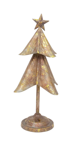 Celebrations Brown/Gold Christmas Tree Tabletop Dcor (Pack of 4)