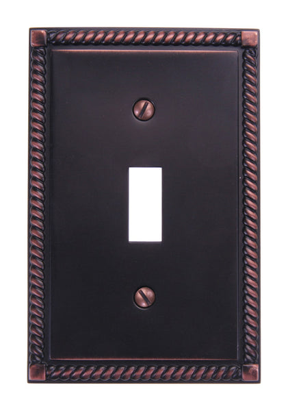 Amerelle Georgian Aged Bronze Bronze 1 gang Die-Cast Metal Toggle Wall Plate 1 pk