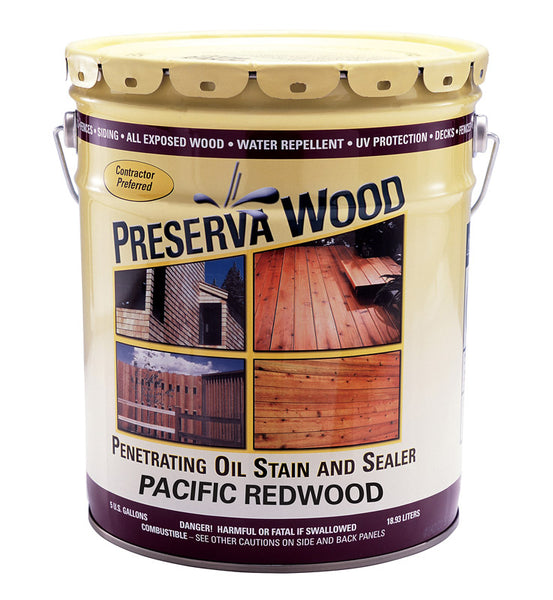 Preserva Wood Transparent Matte Pacific Redwood Oil-Based Oil Penetrating Wood Stain/Sealer 5 gal